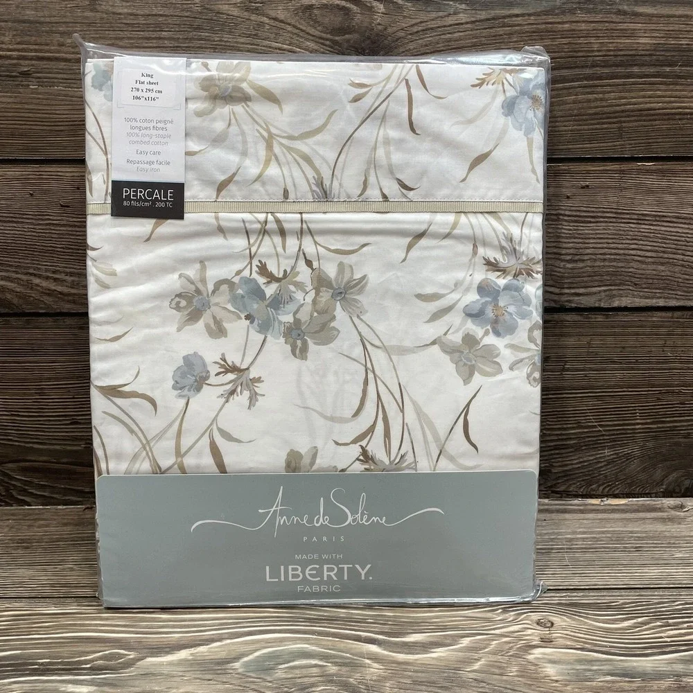 Anne De Solene Joli Jour King Flat Floral Sheet 100% Cotton Liberty Fabric NWT